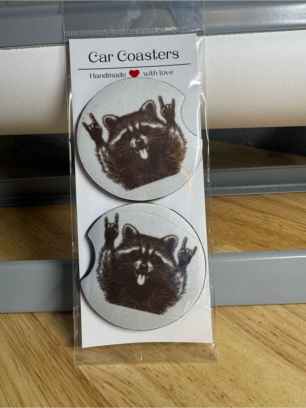 Raccoon Car Coasters